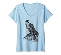 Mujer Halcón peregrino, cetrería, pájaro de presa observador de aves, regalo Camiseta Cuello V