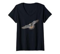 Mujer Halcón Peregrino en Vuelo 1 Camiseta Cuello V