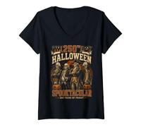 Mujer Halloween 250 Aniversario Padres Fundadores Halloween Camiseta Cuello V