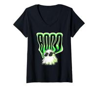 Mujer Halloween Boo Ghost Camiseta Cuello V