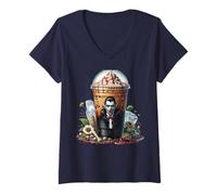 Mujer Halloween Coffee Graphic For Women and Men Spooky Vampire Camiseta Cuello V