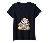 Mujer Halloween Cute Ghost Gardening Plant Graphic Spooky Season Camiseta Cuello V
