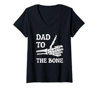Mujer Halloween Dad To The Bone Funny Skeleton Fathers Day Camiseta Cuello V