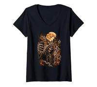 Mujer Halloween Esqueleto Selfie Castillo Encantado Horror Camiseta Cuello V