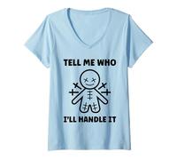 Mujer Halloween Funny Quote Tell me Who Voodoo Doll Camiseta Cuello V