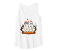 Mujer Halloween Hangin' with My Boos Funny Ghost Pumpkin Spooky Camiseta sin Mangas