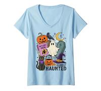 Mujer Halloween Harvest Haunted Spooky Season Humor Camiseta Cuello V