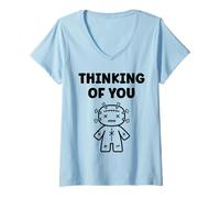 Mujer Halloween Horror Funny Quote Thinking of You Voodoo Doll Camiseta Cuello V