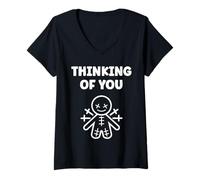 Mujer Halloween Horror Funny Quote Thinking of You Voodoo Doll Camiseta Cuello V