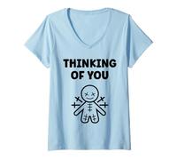 Mujer Halloween Horror Funny Quote Thinking of You Voodoo Doll Camiseta Cuello V
