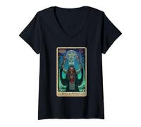 Mujer Halloween Horror Nights La Reina De Pentáculos Tarot Card Camiseta Cuello V