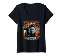 Mujer Halloween II Michael Myers 90s Collage Camiseta Cuello V