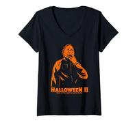 Mujer Halloween II Michael Myers Bold Mask Poster Camiseta Cuello V