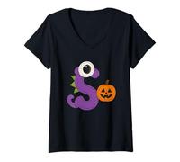Mujer Halloween Monster S Diseño de Calabaza Camiseta Cuello V