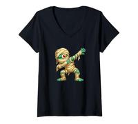 Mujer Halloween Mummy Dabs Funny Dabbing Mummy Spooky Dab Dance Camiseta Cuello V