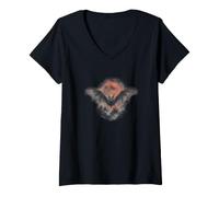 Mujer Halloween Murciélago Volador Castillo Encantado Luna Camiseta Cuello V