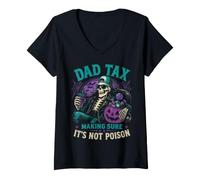 Mujer Halloween Papá Impuestos Asegurándose No Veneno Divertido Halloween Camiseta Cuello V