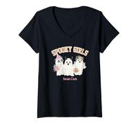 Mujer Halloween Spooky Girls Club Camiseta Cuello V