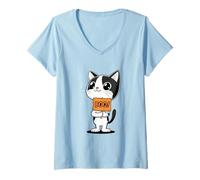 Mujer Halloween Spooky Holiday Cute Kitten Funny Cat Halloween Camiseta Cuello V