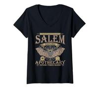 Mujer Halloween Spooky Witch Salem Medicines Boticario Mujeres Camiseta Cuello V