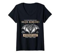 Mujer Halloween Spooky Witch Salem Medicines Boticario Mujeres Camiseta Cuello V