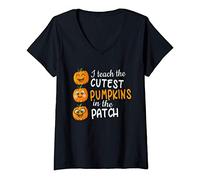 Mujer Halloween Teacher - Cutest Pumpkins In the patch Camiseta Cuello V