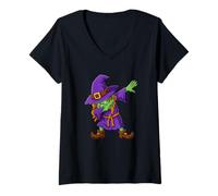Mujer Halloween Witch Dabs Funny Dabbing Witch Spooky Dab Dance Camiseta Cuello V