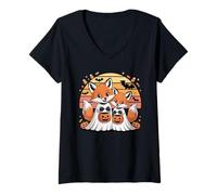 Mujer Halloween Zorro Fantasma Zorros Camiseta Cuello V