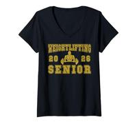 Mujer Halterofilia Senior Night Halterofilia 2026 Graduación 25 Camiseta Cuello V