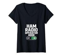 Mujer Ham Radio Operador Modo Divertido Dichos Toggle Camiseta Cuello V