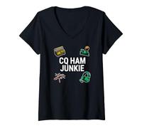Mujer Ham Radio Operator CQ Ham Junkie Amateur Broadcaster Camiseta Cuello V