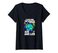 Mujer Ham Radio Satellite AOS LOS Acquisition Signal Design Camiseta Cuello V