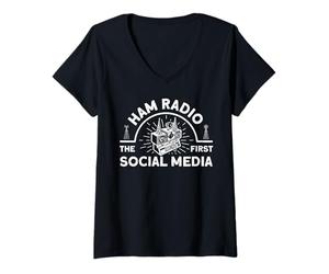 Mujer Ham Radio - The First Social Media Camiseta Cuello V