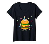 Mujer Hamburguesa Team Unicorn Hamburger & Cheese French Fries Camiseta Cuello V