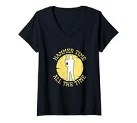 Mujer Hammer Time All The Time: Divertido capataz del Gerente de construcción Camiseta Cuello V