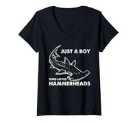 Mujer Hammerhead Shark Boy Ocean Animal Amante de los Animales del Mar para niños Camiseta Cuello V
