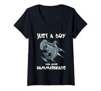Mujer Hammerhead Shark Boy Ocean Animal Amante de los Animales del Mar para niños Camiseta Cuello V