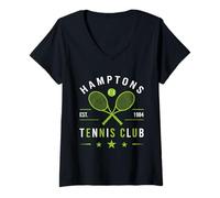 Mujer Hamptons Tennis Club Estilo Retro Camiseta Cuello V