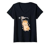Mujer Hamster atrapando Mariposas Camiseta Cuello V