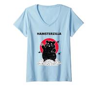 Mujer Hamsterzilla Hámster Gigante Kaiju Parodia Camiseta Cuello V