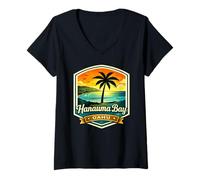 Mujer Hanauma Bay Oahu North Shore Hawái Puesta de Sol Palm Beach Camiseta Cuello V