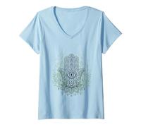 Mujer Hand of Fatima/Hamsa/S-XXXL/Yoga/Meditation Camiseta Cuello V