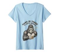 Mujer Hang in There It Gets Peor Gorilla Design Camiseta Cuello V