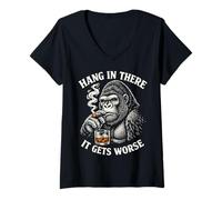 Mujer Hang in There It Gets Worse Sarcastic Humor Saying Quote Camiseta Cuello V
