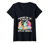 Mujer Hanging with My Gnomies For Beach Lovers Funny Summer GNOME Camiseta Cuello V