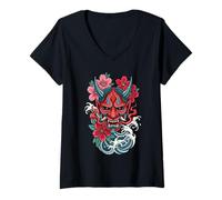 Mujer Hannya Yokai Demon Oni Camiseta Cuello V