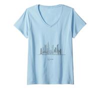 Mujer Hanoi Vietnam Skyline Asia Viajes Souvenirs Camiseta Cuello V