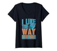 Mujer Hanukkah Dreidel Funny - Me Gusta la Forma en Que Ruedas Janucá Camiseta Cuello V
