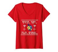 Mujer Hanukkah Hebrew Dreidel Star of David Camiseta Cuello V