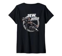 Mujer Hanukkah judío Rabino Horah Danza Jiu Jitso Camiseta Cuello V